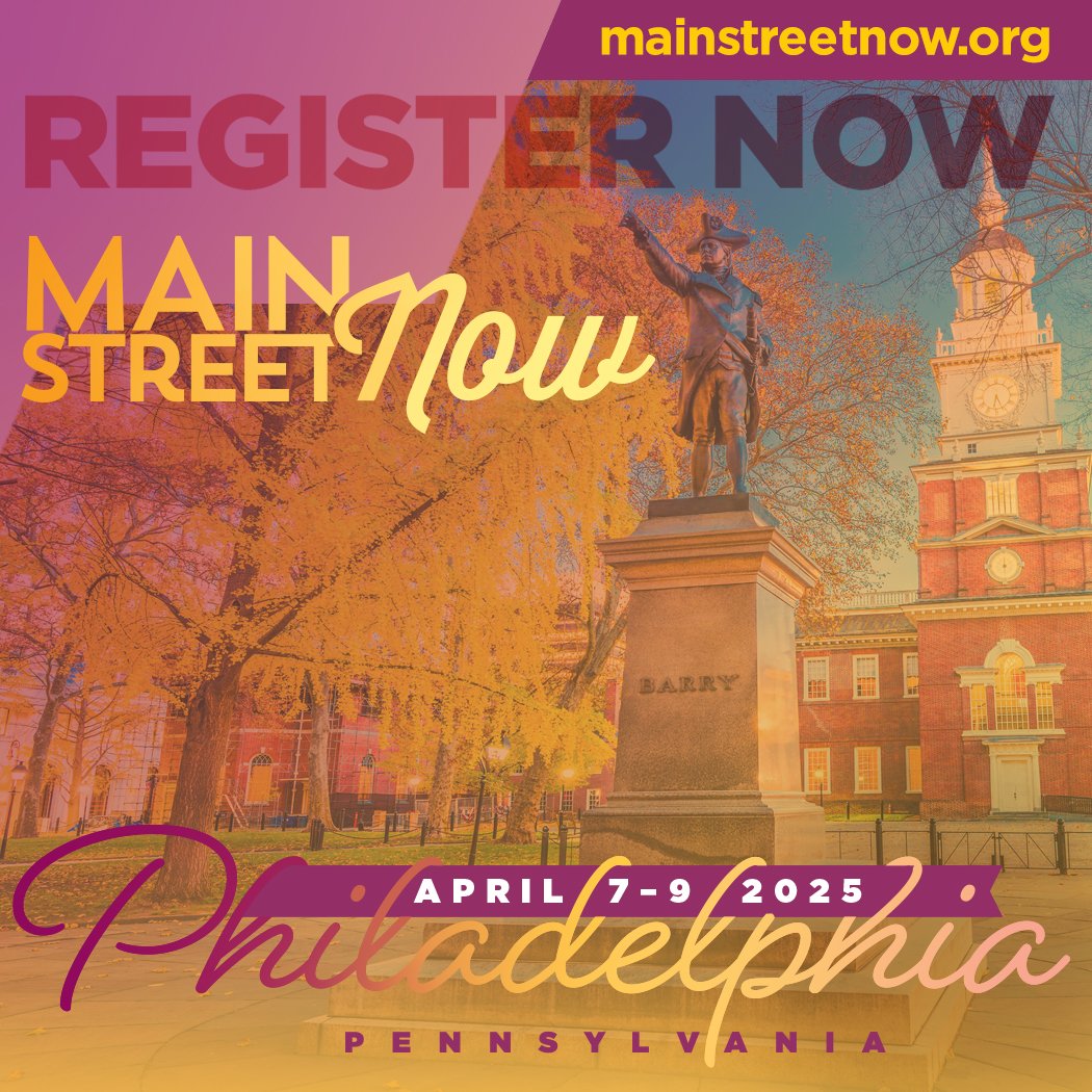 📷 Big News 📷 Registration for the 2025 Main Street Now Conference is now open! Join your peers from across the Main Street network for three days of connection, learning, and celebration in Philadelphia, Pennsylvania, April 7-9. mainstreetnow.org