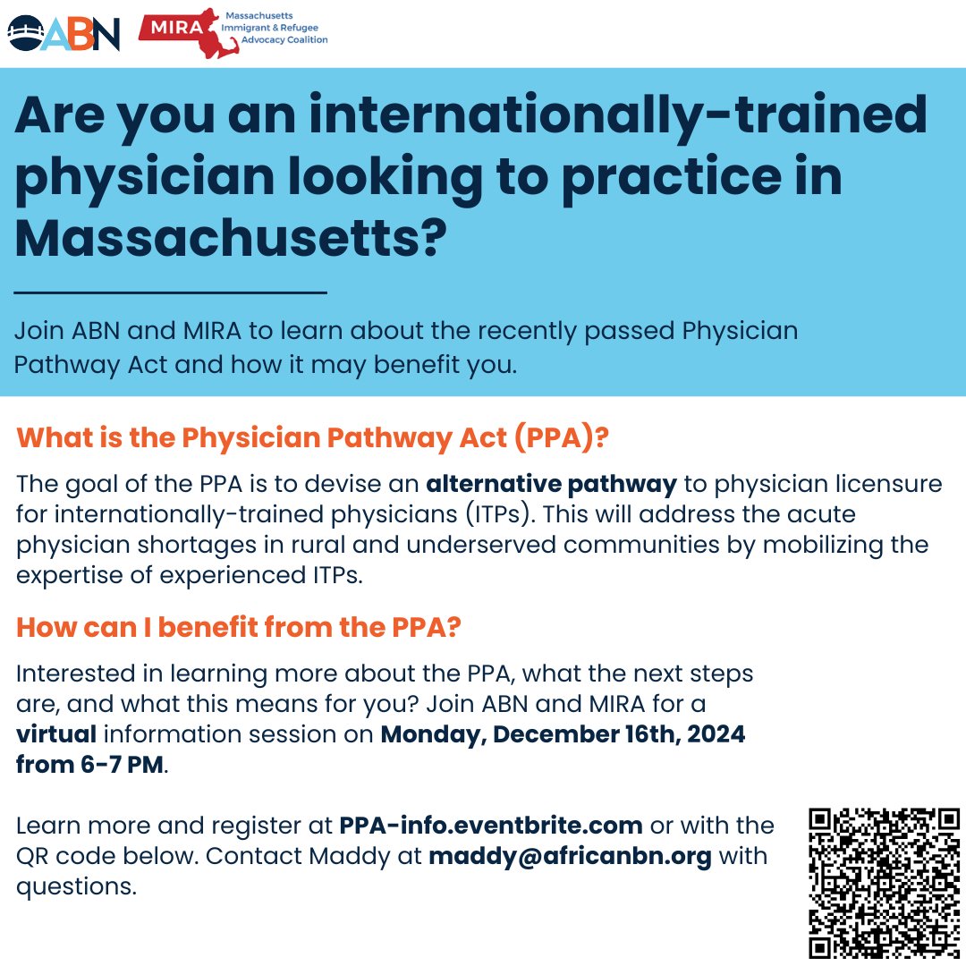 Join @africanbridgenetwork and MIRA in a virtual information session to learn about what this law will do, how it will impact you, and what the next steps should be.

When: Monday, December 16th, 2024, from 6-7 PM. 

Register here ➡️ eventbrite.com/e/briefing-on-…