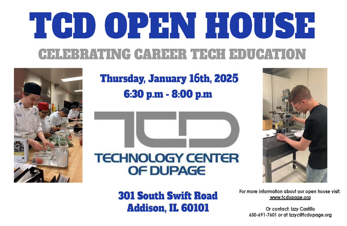 Interested in TCD?  Attend the open house on 1/16/25.  Please see your school counselor for more details.