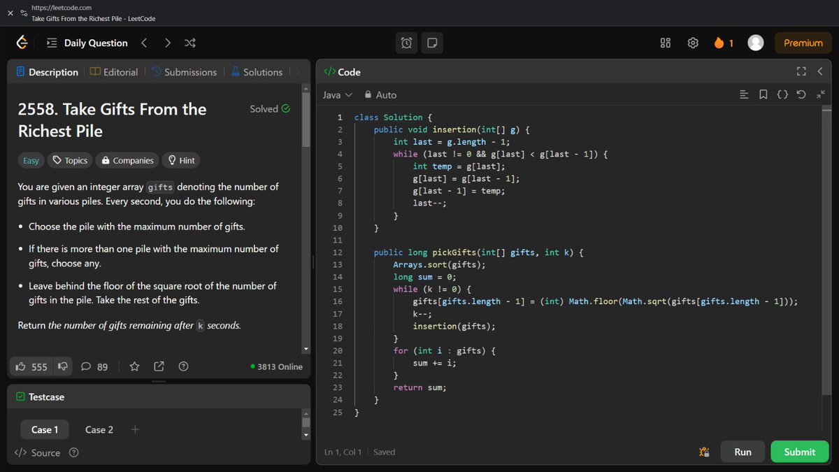 Madhav353's tweet image. Today's leetcode que-
Don't know priority queue so far..so tried it with insertion sort..โ๏ธ
#Leetcode #CoderLife #Programming