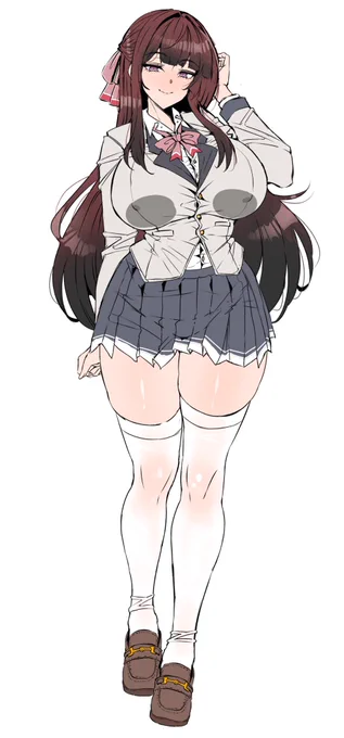 音声作品のキャラデザで描いたムチムチ生徒会長。好評で嬉しいです #今年も残りわずかなので今年一番伸びた絵を貼る 
