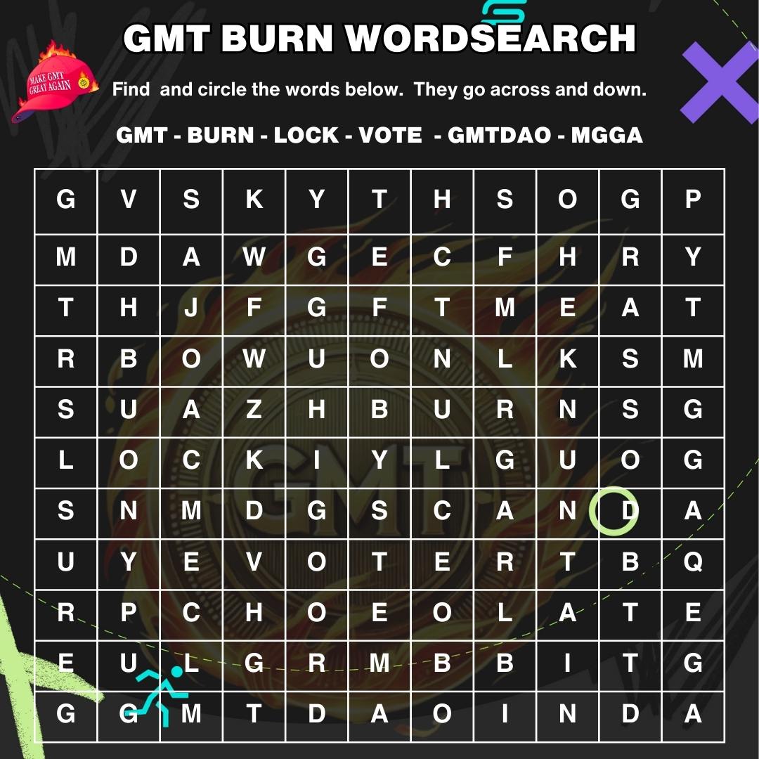 KleberSTEPN's tweet photo. 🏆 GMT Burn WordSearch : 300 $GMT Prize Pool 💰

🧩 Let's have some fun looking for the 6 words related to the 600M GMT Burn ❤️‍🔥

🔎 The 6 words you need to find are: 

GMT - BURN - LOCK - VOTE - GMTDAO - MGGA

👣 Follow the stepns below to join:

1️⃣ Follow:
@fslweb3
@KleberSTEPN
@CioSilv
@Crypto30Y
@TatsianaSTEPN
2️⃣ Like + Retweet  ♥️ + 🔄
3️⃣ Tag 2 Friends and include #MGGA #STEPNGOats 
4️⃣ Find the words, mark them and send to my DM

⚠️ DO NOT post your answer in the comments because people may copy, just follow the steps above and send your answer to my DM 😁

🐐❤️‍🔥 Make sure you're a STEPN GOAT NFT holder, if you don't know about it, just DM me and I'll help you to get one

🗓️ The deadline to post is Monday 16/12 23:59 UTC 

🏆 3 Winners will be selected randomly to receive 100 $GMT each 

🔥 Remember you can lock GMT on https://t.co/KBDhRqnMDy to vote for the 600M GMT burn ❤️‍🔥

💰 You will get daily rewards from a 100M GMT prize pool and all your GMT back on Jan 20, 2025

Good luck everyone, have fun! 🤗