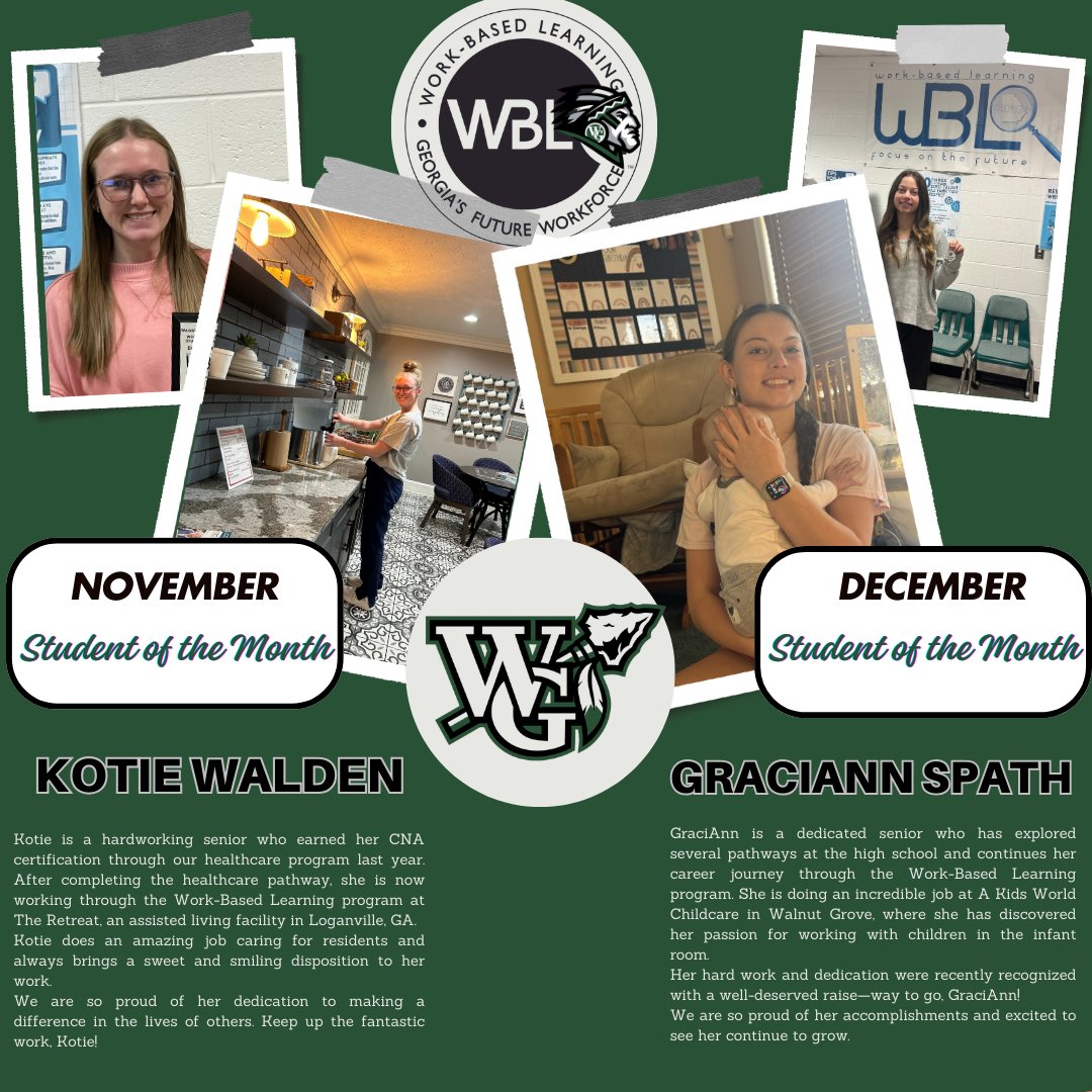 Congratulations to our Wonderful WBL Students of the Month for Nov &amp; Dec! <a href="/ChooseWalton/">Choose Walton</a>