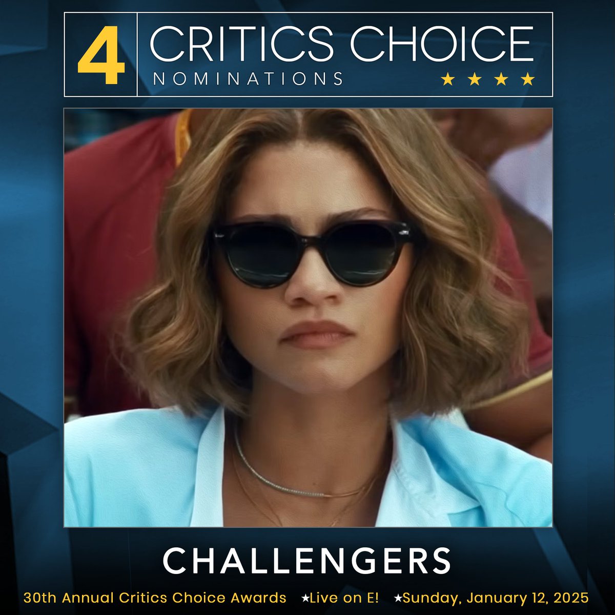 CriticsChoice's tweet image. Congratulations to the cast and crew behind CHALLENGERS. The film has earned 4 #CriticsChoice nominations!⭐️

• Best Original Screenplay – Justin Kuritzkes
• Best Editing – Marco Costa
• Best Song – “Compress / Repress” – Trent Reznor, Atticus Ross, Luca Guadagnino
• Best…