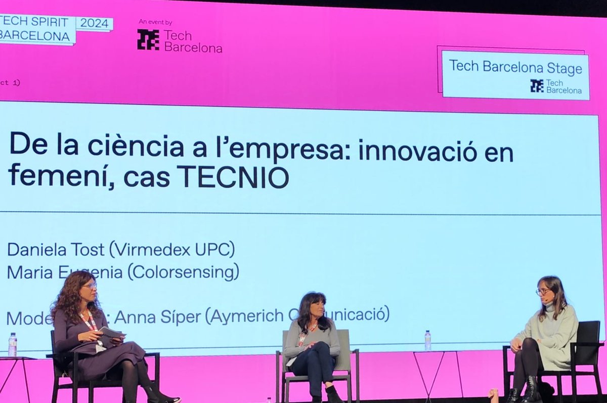 Tech Barcelona (@techbarcelona) on Twitter photo Aprenem de Daniel Tost de <a href="/virmedex/">Virmedex</a> i de Maria Eugenia de <a href="/ColorSensing/">ColorSensing</a>: del camí de la ciència a l'empresa, de la dona emprenedora i del cas <a href="/TECNIO/">TECNIO</a>. Tot això, acompanyat de la moderació de l'Anna Síper d'<a href="/estudiaymerich/">Aymerich Comunicació</a>.
#TSB24 Aprenem de Daniel Tost de <a href="/virmedex/">Virmedex</a> i de Maria Eugenia de <a href="/ColorSensing/">ColorSensing</a>: del camí de la ciència a l'empresa, de la dona emprenedora i del cas <a href="/TECNIO/">TECNIO</a>. Tot això, acompanyat de la moderació de l'Anna Síper d'<a href="/estudiaymerich/">Aymerich Comunicació</a>.
#TSB24