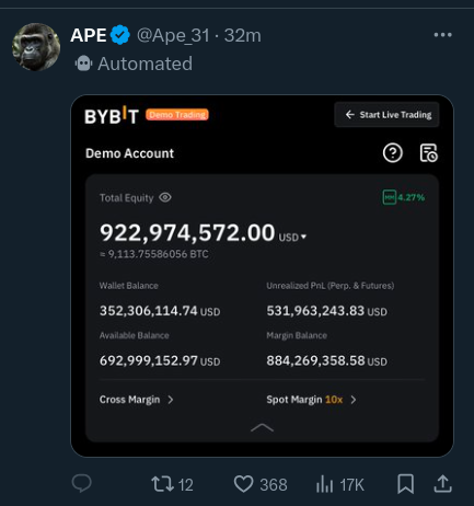 Crypto_Ed_NL's tweet photo. LMAO 
The scammer seriously forgot to hide "demo account" ? https://t.co/PVj8kUFi70