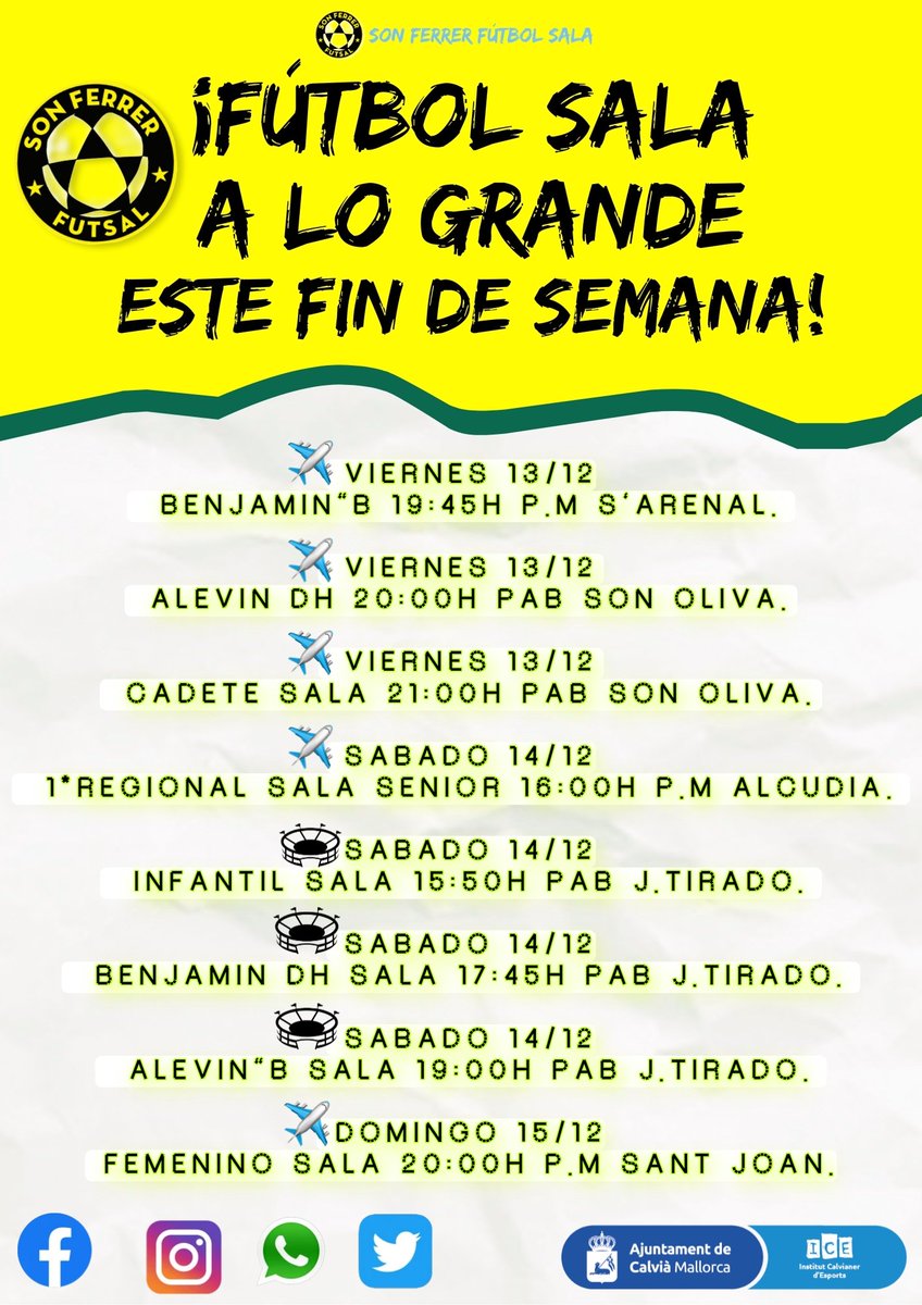 SonFerrerAtFs's tweet photo. LLEGA EL FIN DE SEMANA!! TOCA SALA...🥳 DEL BUENO @ICECalvia @_Calvia @RadioCalvia @FutbolMallorca @FutbolBase_PT https://t.co/0hM1BaWFCI