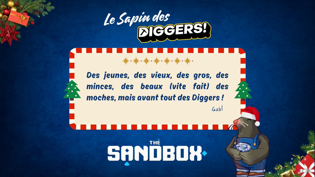[CALENDRIER DIGGERS 2024] Jour 12 ⛏️🎄

Il faut de tout pour faire un monde. 
Mais on est sûr que vous êtes tous beaux/belles (au moins à l'intérieur si vous êtes Diggers, sauf celui au fond là).

Notre partenaire du jour est <a href="/TheSandboxGame/">The Sandbox</a> qui vous fait gagner 1 Ledger ! 🎁