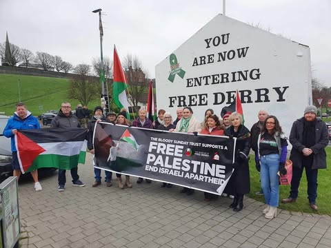 CathMcGin_Tea's tweet photo. #Derry #HungerForJusticePalestine #24HourFast

The Ireland wide fast was supported in Derry by Bloody Sunday Trust (@BloodySundayT) & Derry Ireland Palestine Solidarity Campaign (@ipsc_derry).

Those taking part gathered at Free Derry Corner at 12 noon, before making their way to the nearby Hunger Strike Memorial.