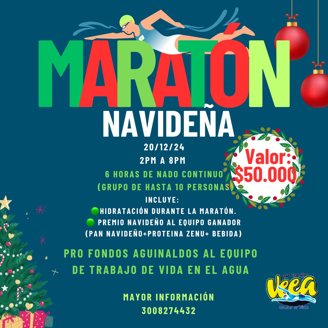 RamirezGAndres's tweet photo. 🌊💪 ¡Este 20 de diciembre me sumo a la Maratón Navideña 🎄en @ClubVea de @dacaro87  6 horas de nado continuo por una gran causa 💧 ¡Hidratación, premio navideño y mucha energía! 🏊‍♂️✨

¿Te animas a ser parte? Equipo de hasta 10 personas. Inscripciones abiertas. 🔗
#VidaEnElAgua https://t.co/NxPgV2GjIB