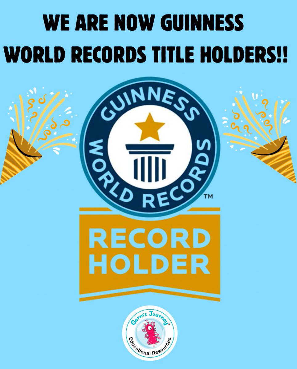 Exciting news! We now hold the Guinness World Records title for largest hand hygiene lesson (multiple venues)!🧼🫧 Click the link here to view our attempt page!
guinnessworldrecords.com/world-records/…

Also visit us at 👉 [germsjourney.com/(http://www.ge… to learn more the journey and the work we do🌟’