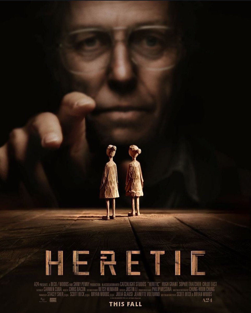 Just watched #HereticMovie one of the greatest movies I saw this year that is scary thrilling, and thought provoking.