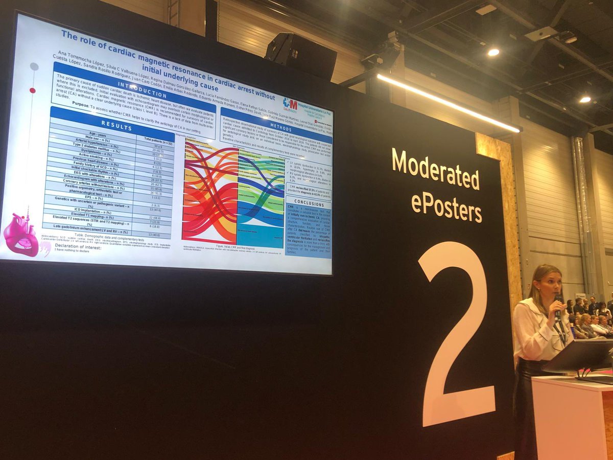 👤 Nuestra residente <a href="/anatorremocha_/">Ana Torremocha</a> Presenta en el EuroEcho-Imaginang 2024 <a href="/ESC_Journals/">European Society of Cardiology Journals</a> 

💡Resultados del papel de RMN cardiaca en supervivientes de parada cardiaca sin causa isquémica en el estudio inicial