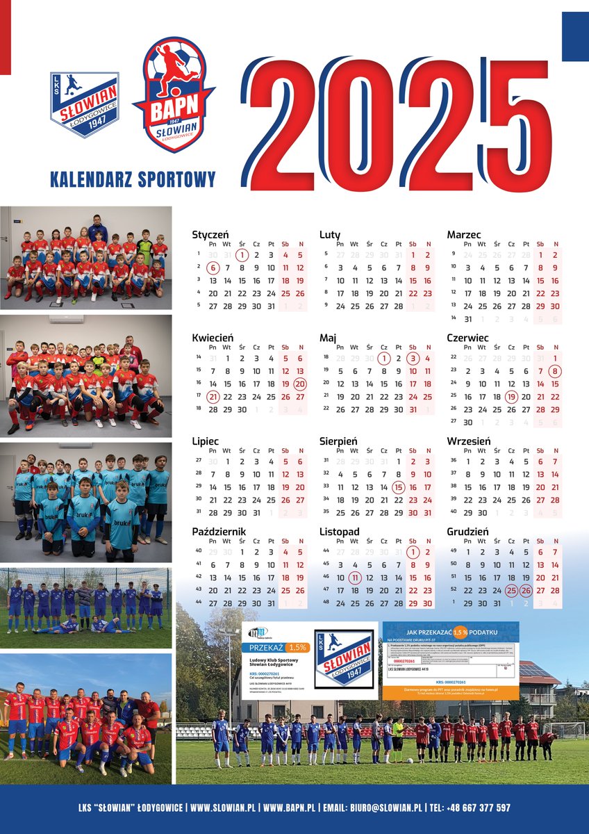 tomasdivius's tweet photo. Nowy kalendarz na 2025 LKS "Słowian" i BAPN już dostępny. @LKS_Slowian #laczynaspilka #tk81 #lksslowian #bapn https://t.co/Of3ZhRQXQw