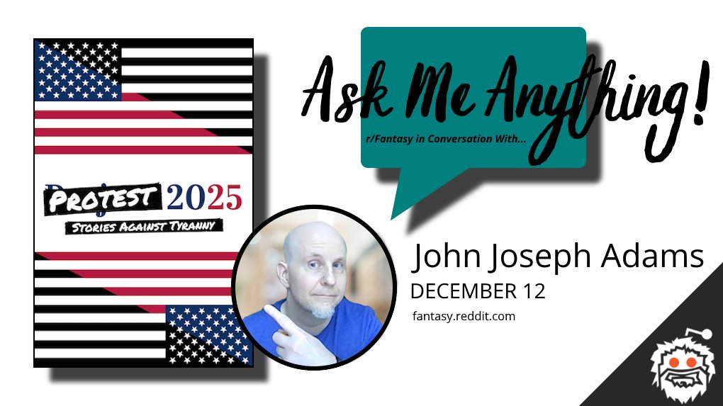 John Joseph Adams (@johnjosephadams) on Twitter photo Hey all. I'm doing an AMA on <a href="/Reddit_Fantasy/">Reddit Fantasy</a> and giving away 10 copies of Best American Science Fiction and Fantasy 2024 (US-only). I'll be answering questions about PROTEST 2025, BASFF 2024, and whatever else!
reddit.com/r/Fantasy/comm… Hey all. I'm doing an AMA on <a href="/Reddit_Fantasy/">Reddit Fantasy</a> and giving away 10 copies of Best American Science Fiction and Fantasy 2024 (US-only). I'll be answering questions about PROTEST 2025, BASFF 2024, and whatever else!
reddit.com/r/Fantasy/comm…