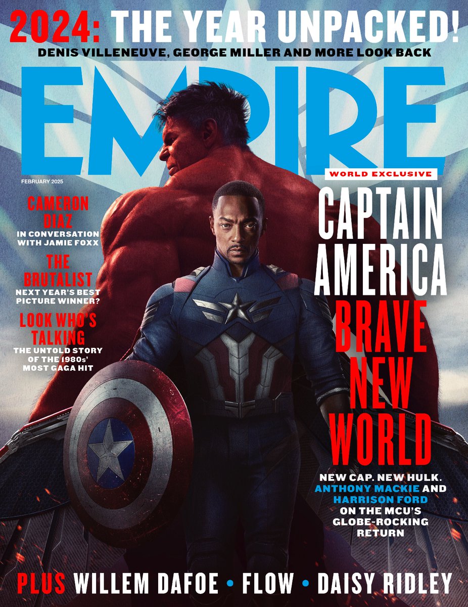🚨 RED ALERT! #CaptainAmerica and Red Hulk hit the cover of Empire’s world-exclusive #BraveNewWorld issue, featuring Anthony Mackie, Harrison Ford and more on a new era of the MCU.

On sale Thursday 19 December.

READ MORE: empireonline.com/movies/news/em…