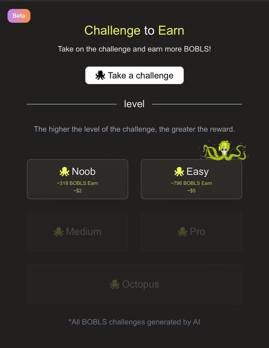 mrboblles's tweet photo. Challenge to Earn with $BOBLS

Complete fun and exciting challenges, earn $BOBLS rewards, and become part of a global movement. 

Over time, entry requirements will decrease, while rewards will grow. Join now, prove your skills, and take part in challenges that push boundaries. Big rewards and opportunities await!

https://t.co/yIbwNeVbkD