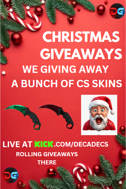 DecadeCSGambles's tweet photo. WHOS READY FOR CHRISTMAS 
THIS YEAR WE WILL BE DOING A LOT OF GIVEAWAYS 
THE REQUIREMENTS WILL BE LISTED BELOW
1. You must follow my Kick 💚
2. You must Subscribe to my Youtube ❤️
3. You must be on Code on @raindotgg 
4. Code DECADECS
(MUST SHOW PROOF IN REPLIES) 📸
GL TO ALL 🎅 https://t.co/LLSm5x9B83