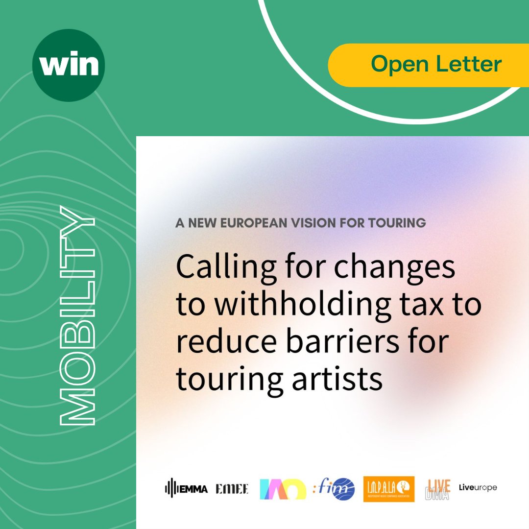 WIN (@winformusic) on Twitter photo ✍️ WIN supports <a href="/EmmaAlliance/">European Music Managers Alliance (EMMA)</a>'s open letter, co-signed by <a href="/IMPALAMusic/">IMPALA</a>, for a new European vision for touring, urging the <a href="/EUparliament/">European Parliament</a> to alleviate the financial burdens faced by touring musicians
ℹ️ impalamusic.org/call-for-chang… ✍️ WIN supports <a href="/EmmaAlliance/">European Music Managers Alliance (EMMA)</a>'s open letter, co-signed by <a href="/IMPALAMusic/">IMPALA</a>, for a new European vision for touring, urging the <a href="/EUparliament/">European Parliament</a> to alleviate the financial burdens faced by touring musicians
ℹ️ impalamusic.org/call-for-chang…