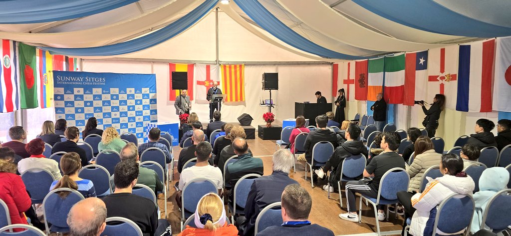Sunway Sitges International Chess Festival 2024 being inaugurated right now! Welcome all players, and welcome everyone who is following online! We'll be broadcasting the first round from 4:30 pm local time today.