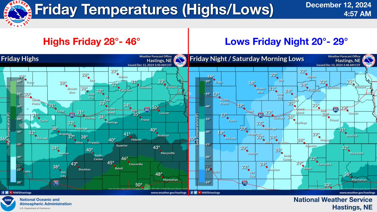 NWSHastings's tweet image. A system passing through the area Friday afternoon will impact parts of the area, bringing a chance for all precipitation types (Rain/Snow/Freezing Rain/Freezing Drizzle). Their is a potential for up to just over 0.1" of ice for areas mainly north of HWY 6 and east of HWY 281.