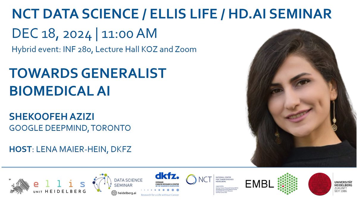 Lena Maier-Hein New: @lena-maier-hein.bsky.social (@lena_maierhein) on Twitter photo Beyond excited to welcome superstar <a href="/AziziShekoofeh/">Shek Azizi</a>, research lead at Google DeepMind, in Heidelberg next week. The talk will not be recorded, so please join on-site or via Zoom: dkfz.de/en/datascience… Beyond excited to welcome superstar <a href="/AziziShekoofeh/">Shek Azizi</a>, research lead at Google DeepMind, in Heidelberg next week. The talk will not be recorded, so please join on-site or via Zoom: dkfz.de/en/datascience…