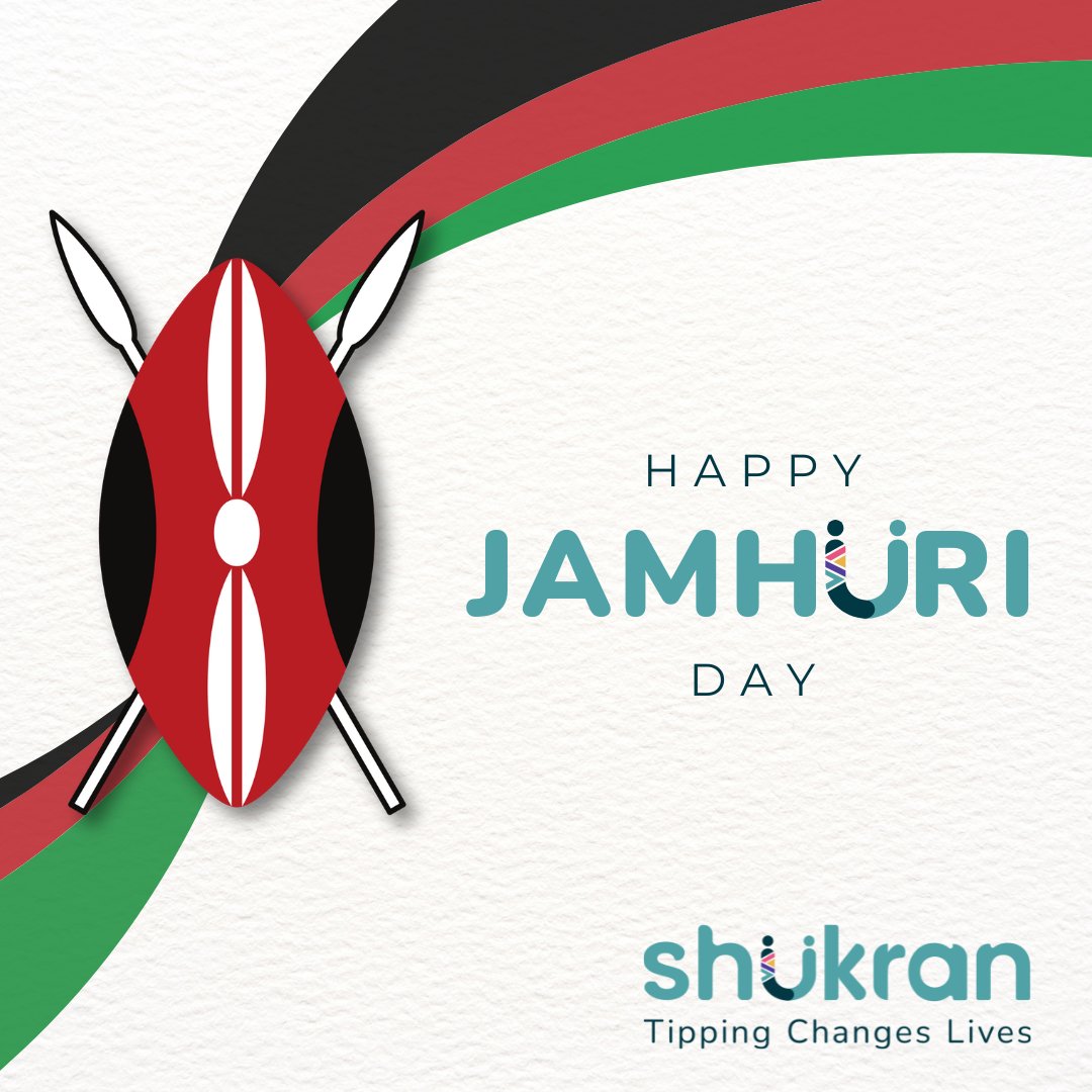 Shukran_Ke's tweet photo. Happy Jamhuri day from the Shukran Team.

#tipping #digitaltipping #cashlesstipping #shukran #shukrantipping #shukrantip https://t.co/XUh1nBEcWv