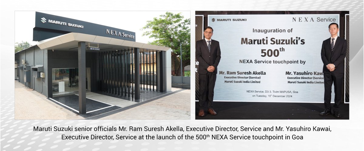 Celebrating 500 NEXA service touchpoints! Guided by our #customerfirst philosophy, we dedicate our 500th NEXA service touchpoint to our valued customers. “Our aim is to expand our service network, from 5,240 to 8,000 by FY 2030-31.” - Hisashi Takeuchi, MD &amp; CEO, #MarutiSuzuki