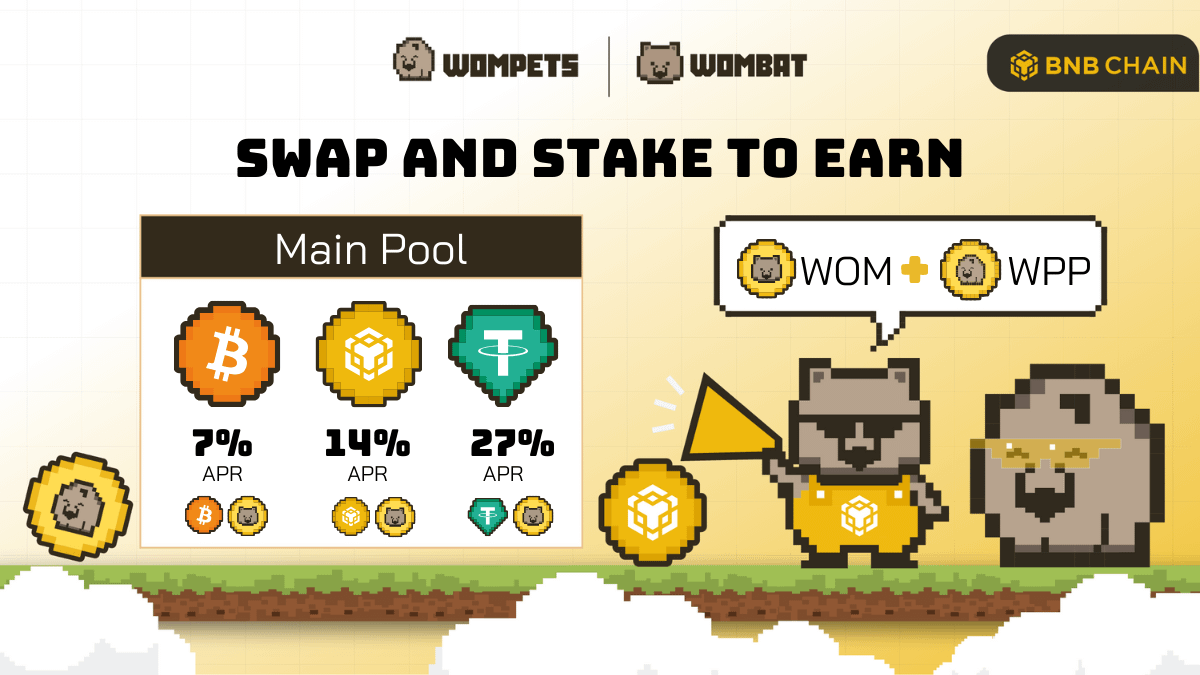 WombatExchange's tweet photo. 🐻 New gains every day, why not? Kick it off with top earnings in Main Pool on @BNBCHAIN!

🔥 ~27% APR on $USDT LP
🔥 ~7% APR on $BTCB LP
🔥 ~14% APR on $BNB LP

Stake on Wombat for $WOM, and @wompets_ WPP to play for $USDT! https://t.co/Umdi0XBPlX