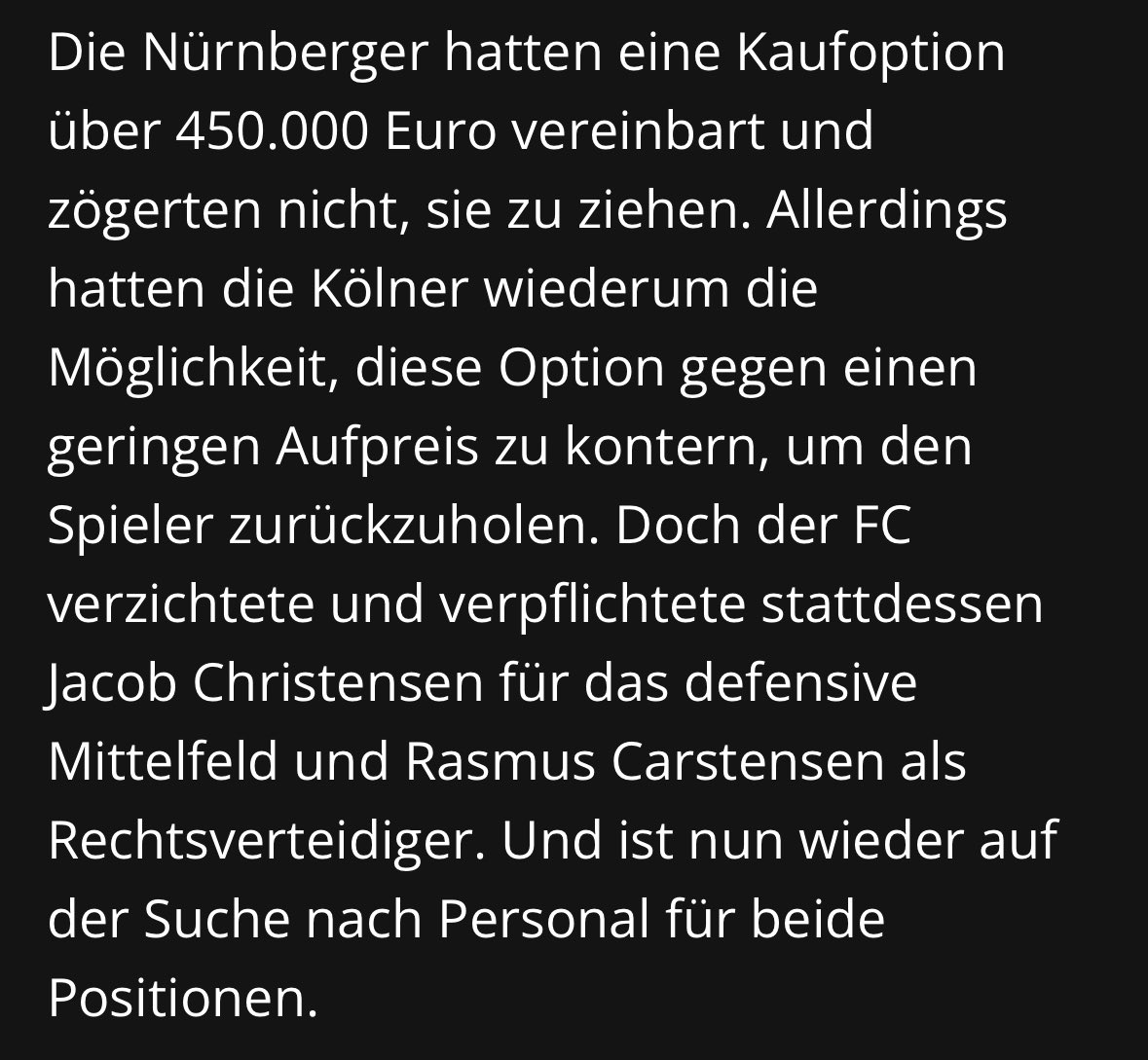 Ein aktuelles Beispiel für die "tolle" Arbeit von Keller und Vorstand!

Hauptsache Keller's Vertrag wurde um 1 Jahr verlängert damit er in Ruhe den FC weiter zerstören kann! 😡

#effzeh #fckoeln