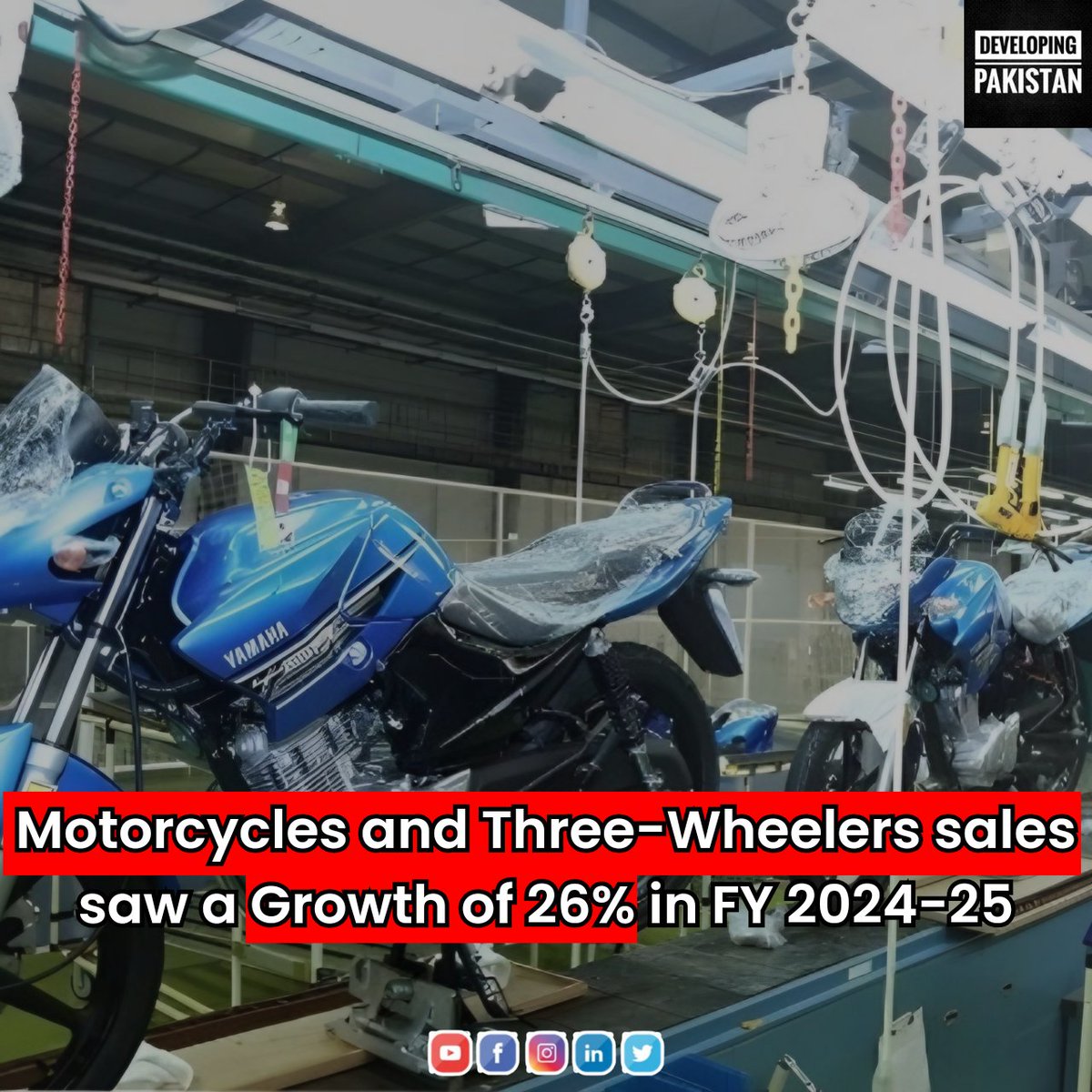 developingpak's tweet photo. Sales of two- and three-wheelers also saw healthy growth, climbing 26 per cent to 578,364 units, compared to 459,459 units last year.

#automotive #Motorcycleindustry #EconomicGrowth #CarSales #Vehicles #Pakistan 🇵🇰 🇵🇰 https://t.co/IYcFrrktip