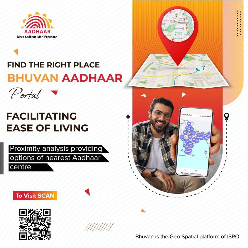 UIDAIChandigarh's tweet image. #BhuvanAadhaarPortal 
#EaseofLiving

With Bhuvan Aadhaar Portal, simply enter your location or pin code and get details of your nearest #authorized #AadhaarCentre along with the distance and direction.

To locate your nearest #AadhaarCentre visit:
bhuvan-app3.nrsc.gov.in/aadhaar/