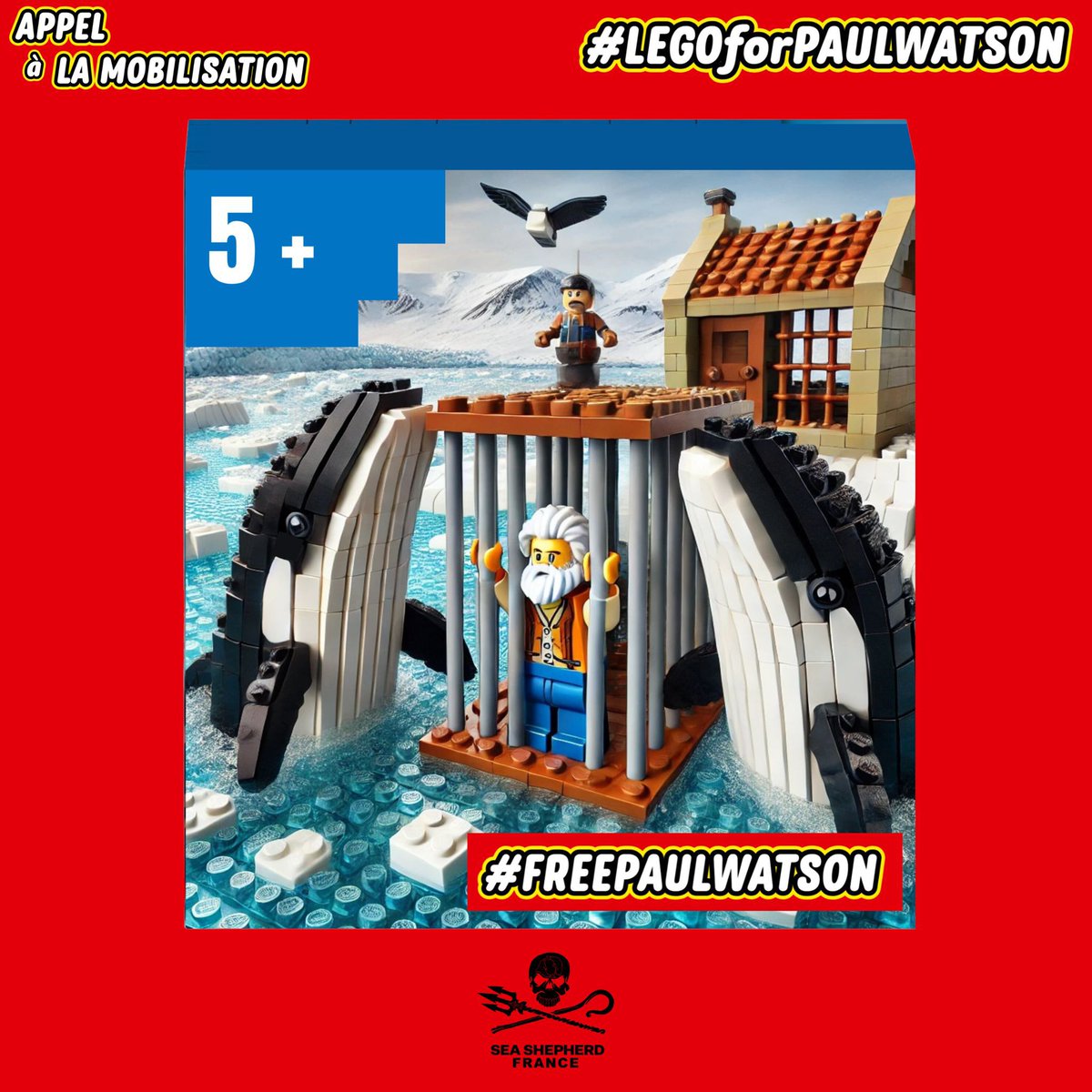 SeaShepherdFran's tweet photo. @LEGO_Group 

ENSEMBLE, CONSTRUISONS LA LIBÉRATION DE PAUL WATSON : un héros pour les enfants d’aujourd’hui et le monde de demain !
Vos briques ont construit l’imaginaire de générations d’enfants. Mais qui protègera leur avenir sans un océan vivant ? Mobilisez-vous aux côtés de @SeaShepherdFran en interpellant le ministre de la Justice danois @PHummelgaard contre l’extradition de Paul Watson au Japon ! Nous avons besoin de votre soutien !

🇬🇧LET'S BUILD PAUL WATSON'S FREEDOM TOGETHER : a hero for today’s children and tomorrow’s world !
Your bricks have fueled the imagination of generations of children. But who will protect their future without a thriving ocean?
Stand with @SeaShepherdFran by urging Danish Minister of Justice @PHummelgaard to oppose Paul Watson’s extradition to Japan! We need your support !

#LEGOforPAULWATSON #FreePaulWatson