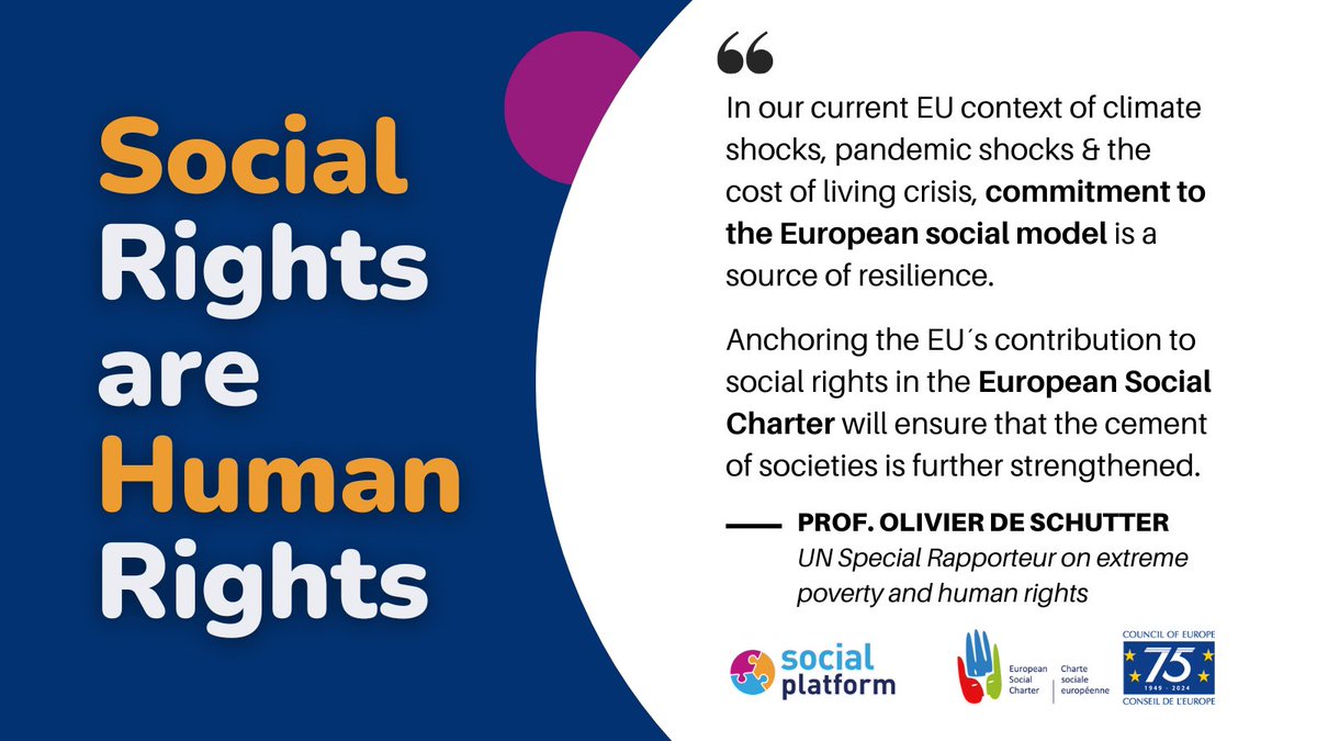 Social Platform (@social_platform) on Twitter photo As Prof. Olivier De Schutter, UN Special Rapporteur on Extreme Poverty and Human Rights <a href="/srpoverty/">UN Special Rapporteur on poverty and human rights</a>, notes - the EU's work for #SocialRights must be anchored in the <a href="/coe/">Council of Europe</a>´s European Social Charter ⬇️ As Prof. Olivier De Schutter, UN Special Rapporteur on Extreme Poverty and Human Rights <a href="/srpoverty/">UN Special Rapporteur on poverty and human rights</a>, notes - the EU's work for #SocialRights must be anchored in the <a href="/coe/">Council of Europe</a>´s European Social Charter ⬇️