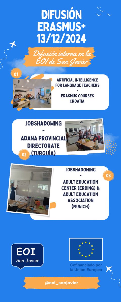 eoi_sanjavier's tweet photo. Sesión de difusión interna de las últimas movilidades #ERASMUS+ de la EOI de San Javier #AMAE #internacionalización @Educarm @AsociacionAmae @sepiegob https://t.co/nzwyDbTEKP