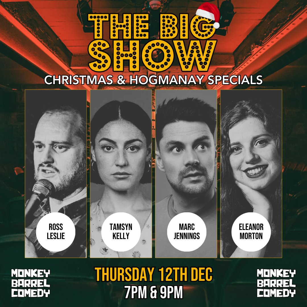 Monkey Barrel Comedy (@barrelcomedy) on Twitter photo 🎄 CHRISTMAS & HOGMANAY SPECIALS 🎄
Tonight at 7pm & 9pm! Catch another Big Show Christmas Special, with this fantastic line-up! We spoil you…
#RossLeslie
<a href="/TamsynKelly/">Tamsyn Kelly</a>
<a href="/MarcJennings90/">Marc Jennings</a>
<a href="/EleanorMorton/">Eleanor Morton ($8)</a>
🎟️ monkeybarrelcomedy.com/christmas-hogm… 🎄 CHRISTMAS & HOGMANAY SPECIALS 🎄
Tonight at 7pm & 9pm! Catch another Big Show Christmas Special, with this fantastic line-up! We spoil you…
#RossLeslie
<a href="/TamsynKelly/">Tamsyn Kelly</a>
<a href="/MarcJennings90/">Marc Jennings</a>
<a href="/EleanorMorton/">Eleanor Morton ($8)</a>
🎟️ monkeybarrelcomedy.com/christmas-hogm…