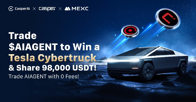 MEXC's tweet photo. 🚨#MEXC will list Casper AI on Dec 13, 2024！

🔥Join event with @AI_CSPR @Casper_Network &amp; win a #Cybertruck &amp; 98,000 $USDT！

Complete the Gleam tasks to win $1000 👇 
https://t.co/0XbpZZC1Uo

💸0 fees for #AIAGENT spot trading now live! Ends Dec 26, 2024, 10:00 UTC！