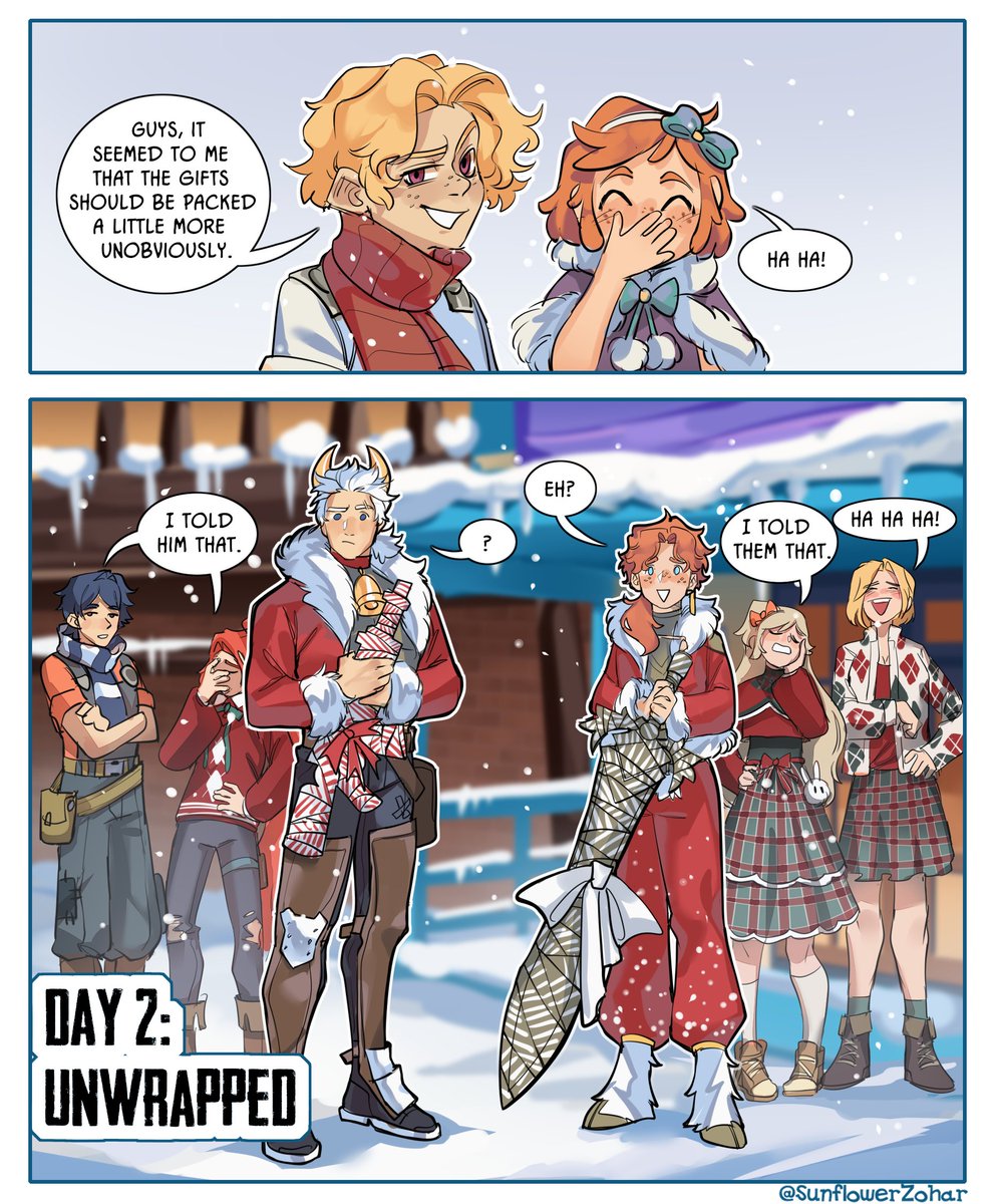 Day 2: Unwrapped 
I thought "Unwrapped" meant "giving" and not "unpacking", so I got it all wrong ТоТ

#MyTimeatSandrock #MTAS #MTASLogan #MTASBuilder #MTASAndy #MTASJasmine #MTASHaru #MTASElsie #MTASNia #MTASGrace #LoganxBuilder