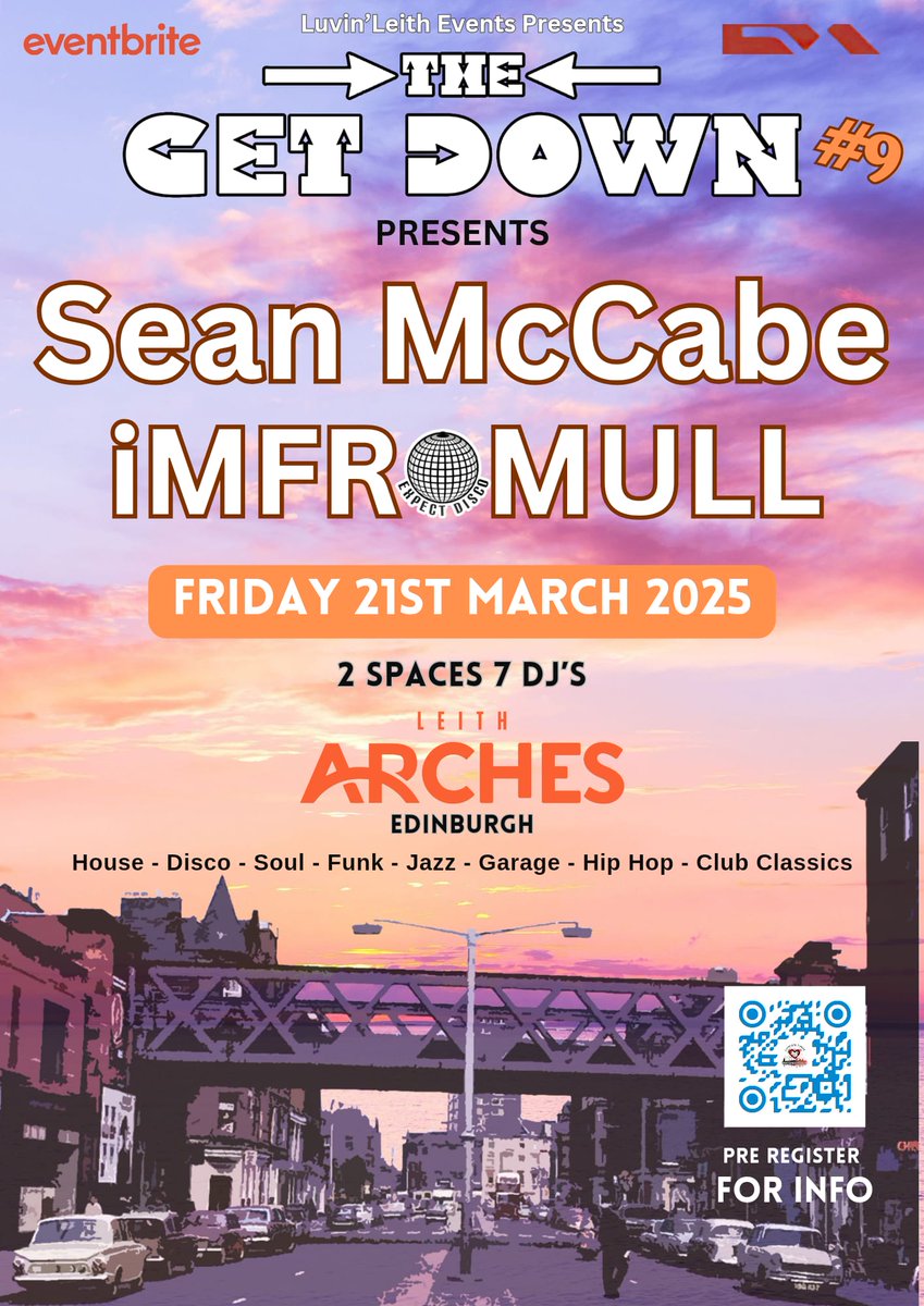 The Get Down #10
🚨 MARCH 21 2025🚨

Just had some confirmation for next year and here it is. 
   THE GET DOWN #10 
🔥MARCH 21 2025 🔥
#Edinburgh #Leith #HouseMusic #Disco #RealMutherfuckinDisco 

Get those dates in your diary 
Real house music and proper disco 
Please share 🙏🏻