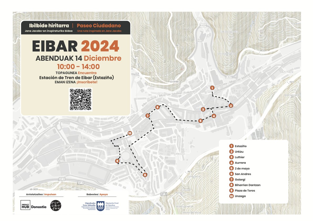 Impact Hub Donostia (@impacthubdss) on Twitter photo (EUS)🚶♀️#EIBAR eko ibilaldi herritarra🙋♀️ #janejacobs -en egitasmoan inspiratuta, zatoz EIBAR ezagutzera!
📅 Abenduak 14 | 10:00-14:00 ✅ DOAN ✅ EMAN IZENA
donostia.impacthub.net/eu/program/eib…
<a href="/Gipuzkoa/">Gipuzkoa</a> ko Mugikortasuneko, Turismoko eta Lurralde Antolaketako departamentuaren babesarekin. (EUS)🚶♀️#EIBAR eko ibilaldi herritarra🙋♀️ #janejacobs -en egitasmoan inspiratuta, zatoz EIBAR ezagutzera!
📅 Abenduak 14 | 10:00-14:00 ✅ DOAN ✅ EMAN IZENA
donostia.impacthub.net/eu/program/eib…
<a href="/Gipuzkoa/">Gipuzkoa</a> ko Mugikortasuneko, Turismoko eta Lurralde Antolaketako departamentuaren babesarekin.