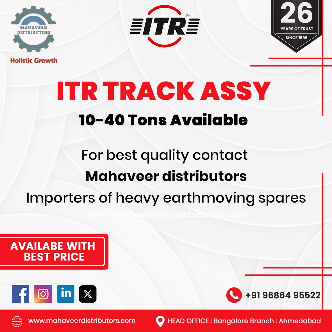 mahaveeritr's tweet image. ITR TRACK ASSY for 10 to 40-ton machines! ☝️ Exceptional strength, long life, and unbeatable price for heavy-duty use.
 
#MahaveerDistributors #ITR #ITRTrackLink #HeavyMachinery #TrackLinkAssy #DurableParts #ConstructionGear #HeavyDuty #MachineryMaintenance #BestPrice