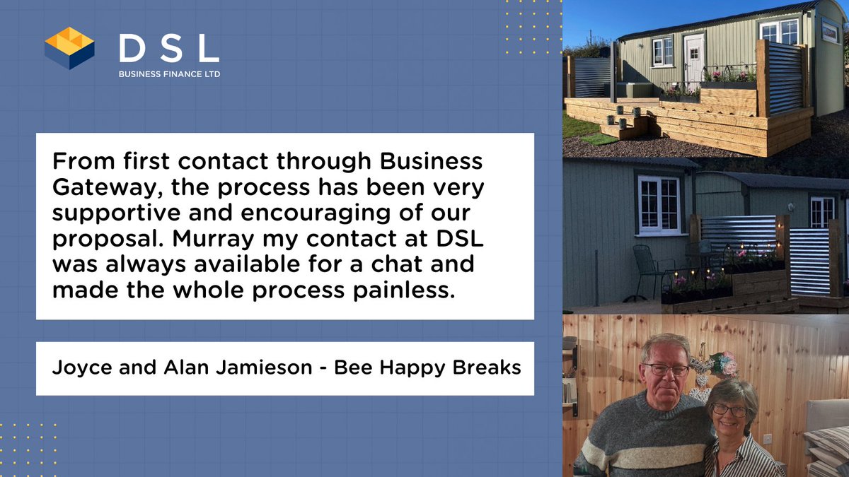 CEIS Group (@ceisgroup) on Twitter photo Great to see more success stories from @dslloans. They recently helped Joyce and Alan Jamieson secure £48k to expand their business, Bee Happy Breaks Scotland Ltd. Find how DSL helped them in this new case study: dsl-businessfinance.co.uk/case-studies/ Great to see more success stories from @dslloans. They recently helped Joyce and Alan Jamieson secure £48k to expand their business, Bee Happy Breaks Scotland Ltd. Find how DSL helped them in this new case study: dsl-businessfinance.co.uk/case-studies/