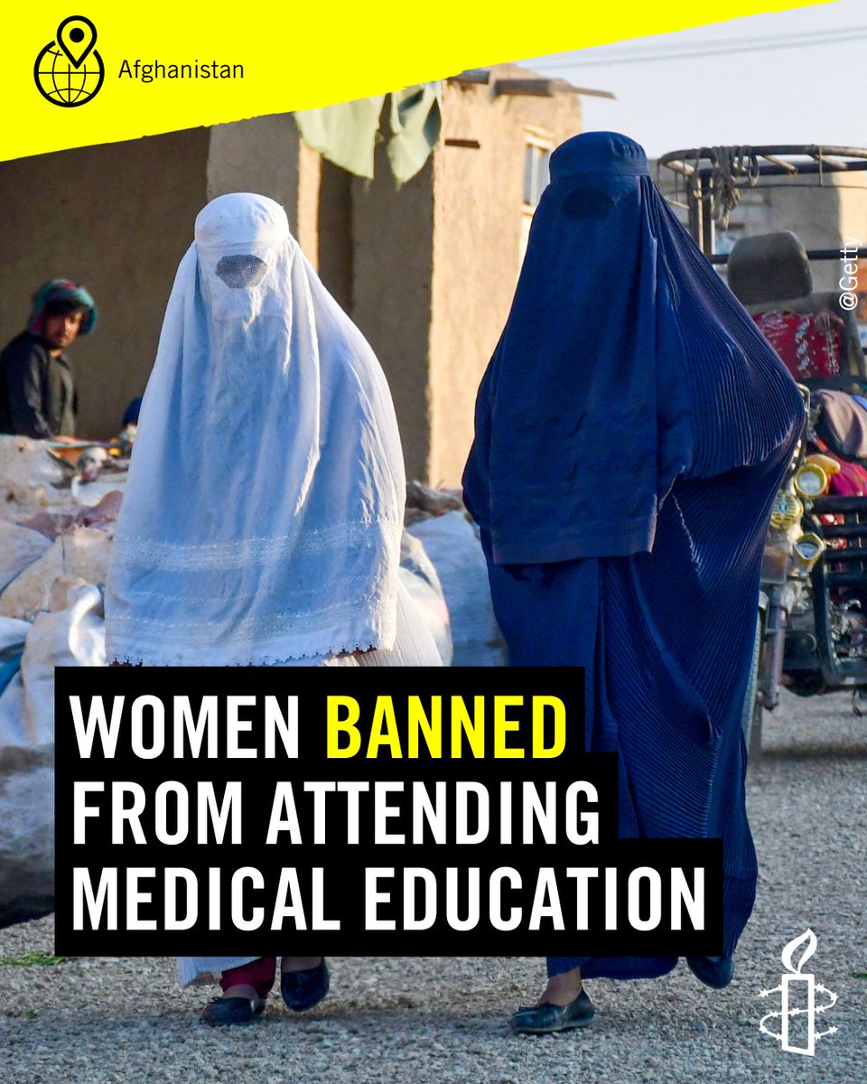 The Taliban have banned women in Afghanistan from attending medical and semi-professional education.

This will shut the door to the last remaining avenue for education in Afghanistan. The Taliban must immediately end the system of gender persecution.