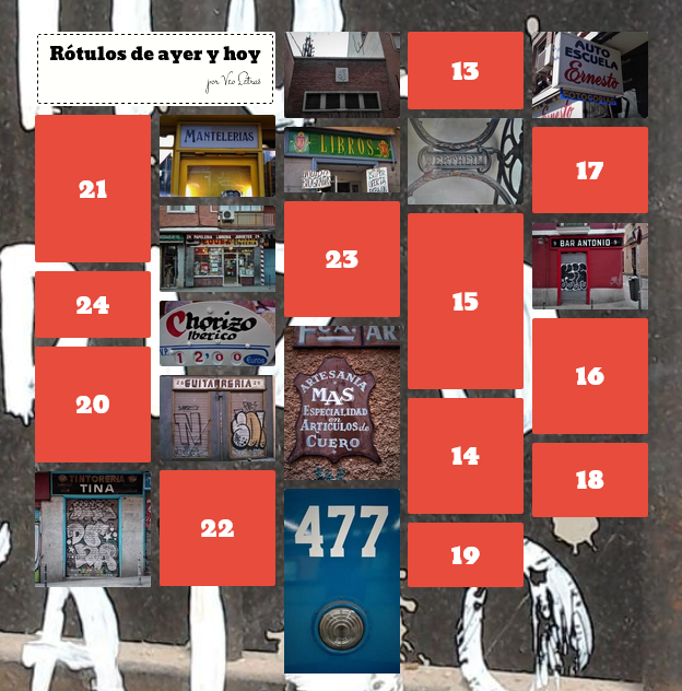 Ya tenéis la primera mitad descubierta de este calendario de adviento de rótulos comerciales de Madrid y otras letras. ¡Vamos a por la segunda parte! app.myadvent.net/calendar?id=qt…
#PatrimonioGráfico
#letrasdemadrid