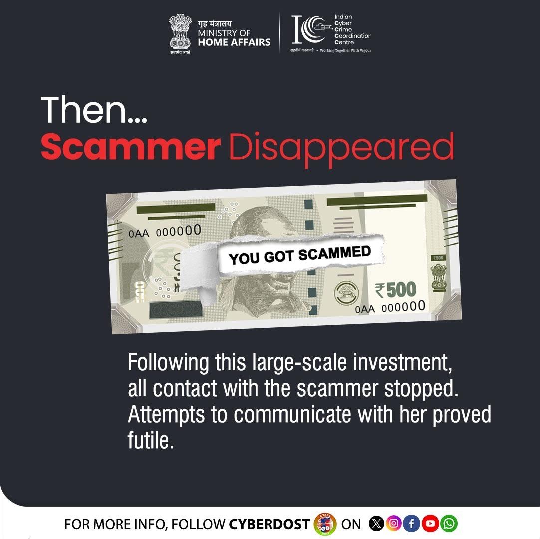 Guaranteed big and quick returns on investment? Think twice before trusting such offers.
A businessman lost ₹12 crore in a scam promising 8x returns.
Always verify schemes, use only SEBI-approved apps, and stay alert.

Report any fraud at 📞 1930 or cybercrime.gov.in.