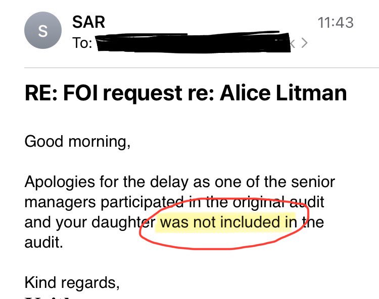 Yesterday as the UK government announced a permanent puberty blocker ban I learnt ALICE’S DATA WAS NOT INCLUDED in data sent to Appleby to assess for his rushed DHSC report, that dismissed whistleblower claims of increased suicides in trans youth since Bell.

The report’s a sham.