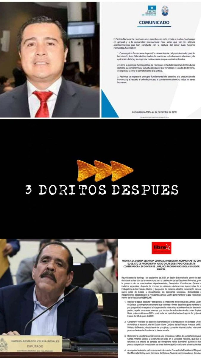 CarlosZechnas's tweet photo. @galindomedina1 @BeatrizValleM @JoseAnt81230894 Recalco, cuando estaba Juanito sus propias bases lo denunciaban con la extradición, pedían renuncia del presidente por el vinculo del Hno TonyH, la historia se repite y solo se escudan en que hay injerencia cuando les conviene y hay pruebas de ello. https://t.co/8zbjABMkJ5