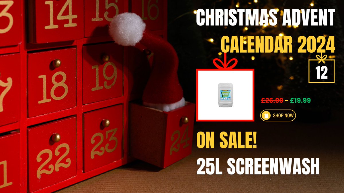 RICO_EUROPE's tweet photo. Christmas Advent Calendar 2024

Day 12 – 25L SCREEN WASH CONCENTRATE

Shop now - https://t.co/I4ImoFUjjy

Make the most of today’s special offer!

#ChristmasSale #ScreenWash https://t.co/XH2LPNf1So