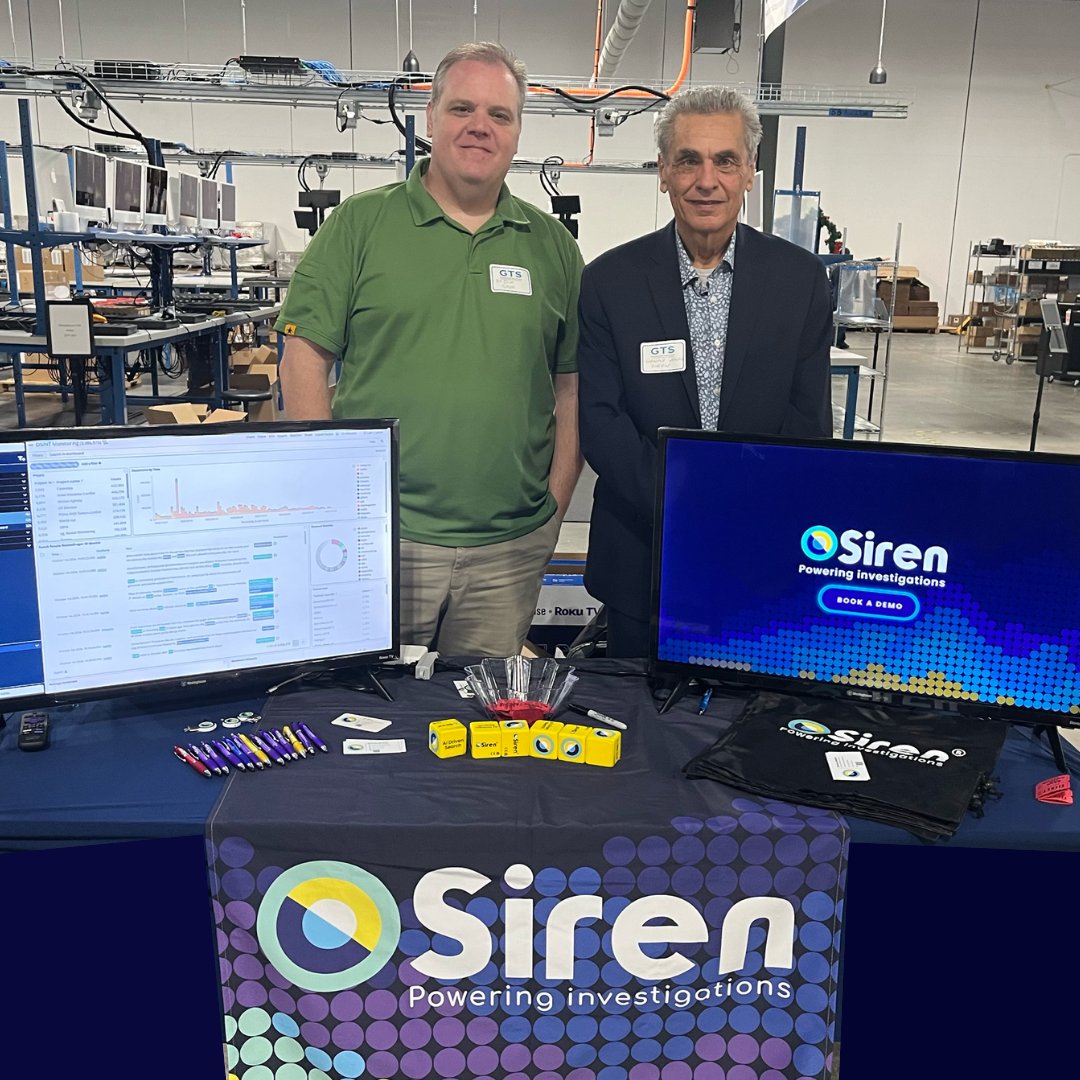 sirensearch's tweet image. 🚀  Danny Jensen and Bill Oliver showcased how to use Siren for OSINT  investigations, narcotics trafficking, organized crime and measuring  crowd sentiment at yesterday's #VendorDayFair hosted by GTS Technology Solutions!

#SirenPoweringInvestigations #GovtTech #SirenEvents