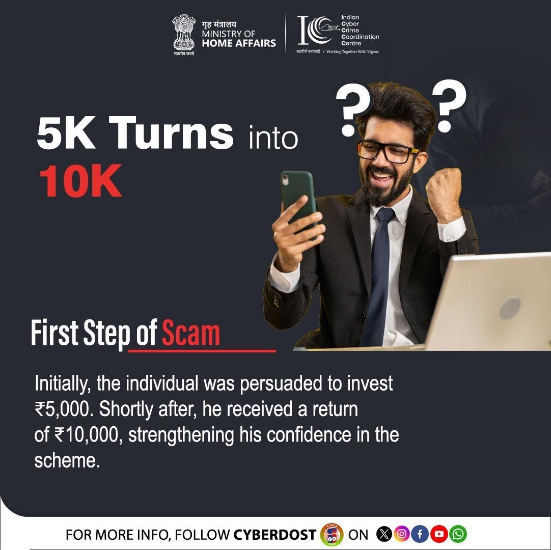 CyberJammu's tweet photo. Guaranteed big and quick returns on investment? Think twice before trusting such offers.
A businessman lost ₹12 crore in a scam promising 8x returns.
Always verify schemes, use only SEBI-approved apps, and stay alert.

Report any fraud at 📞 1930 or https://t.co/jgoD4ApVin. https://t.co/GpZnY3sbV3